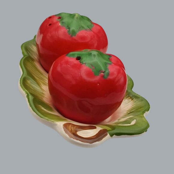 Vintage Ceramic Tomato Salt & Pepper Shakers - Picture 3 of 5